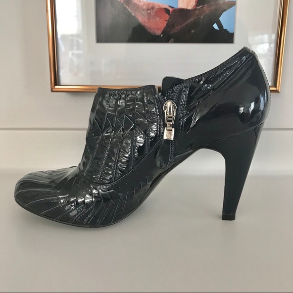 Pour La Victoire Shoes - Pour La Victoire all leather blue patent booties